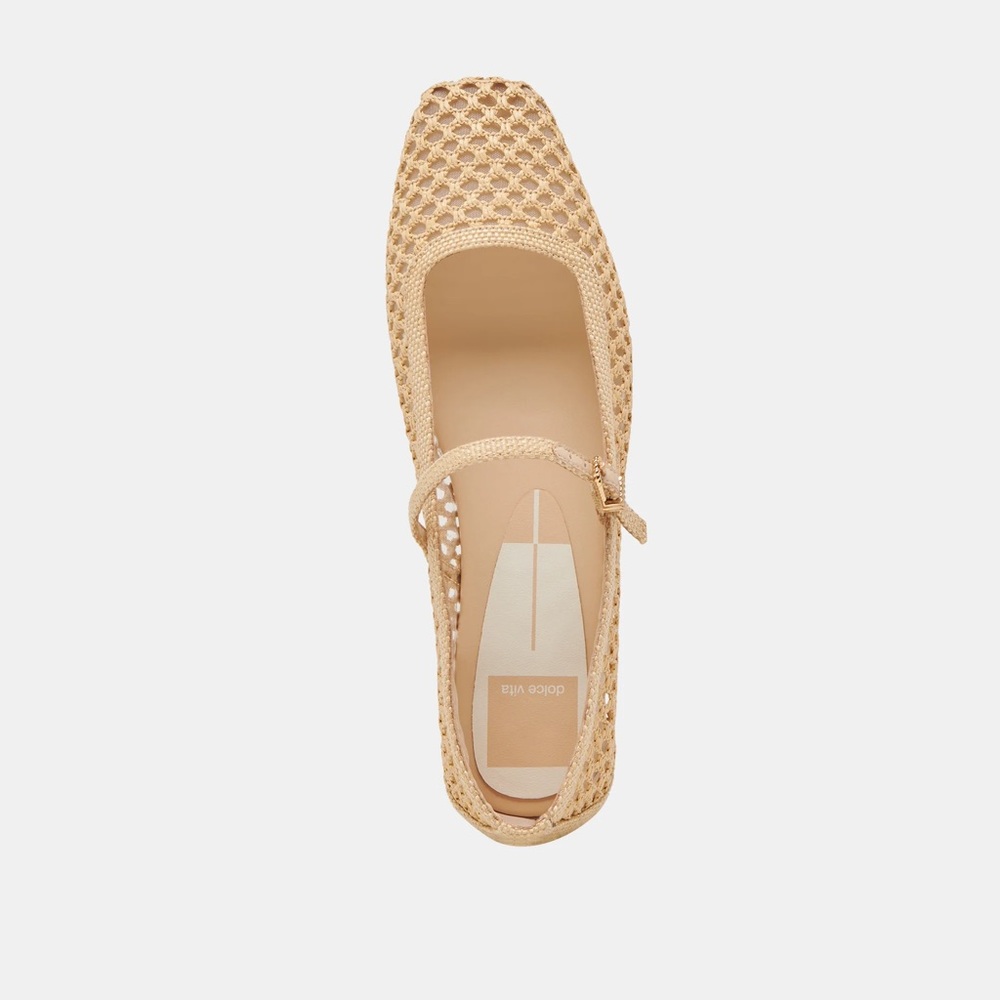 Dolce Vita Reyes Wide Ballet Flats Lt Natural Woven Raffia